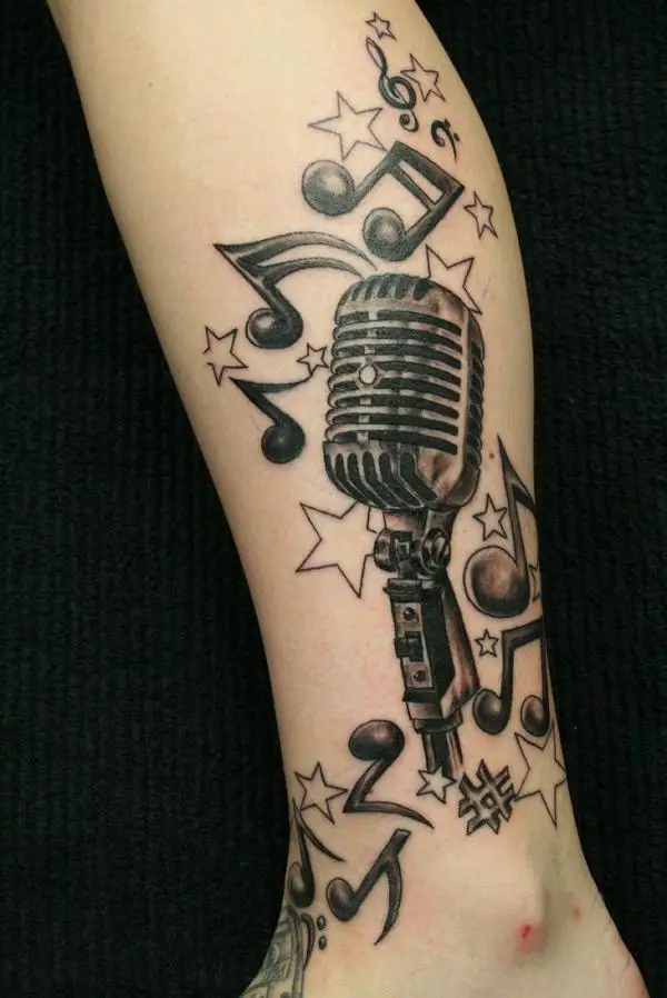 Stylish Music Leg Sleeve Tattoo Ideas 2018