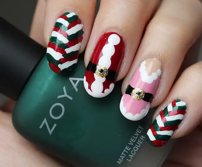 Trendy Freehand Holiday Nail Design Pictures