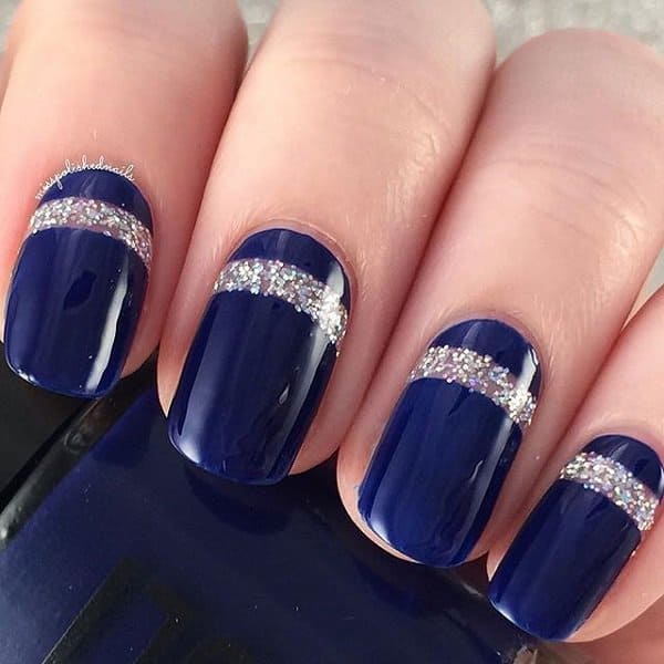 Cool Blue Glitter Metallic Nail Art Designs