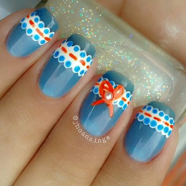 Easy Blue Lace Nail Outline Ideas