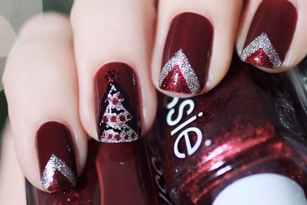 Trendy Maroon Nails Designs for Christmas