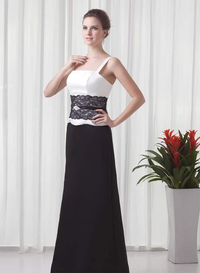 A Line Sleeveless Black and White Occasion Dress