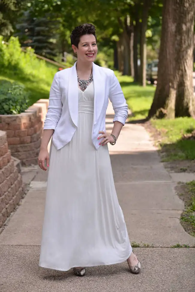 stylish-white-maxi-dress-with-blazer-for-summer-2017