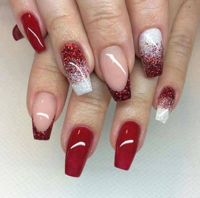 Red Glitter Nail Design Ideas for Long Nails - SheIdeas