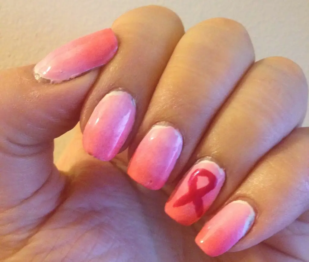 breast cancer nail design