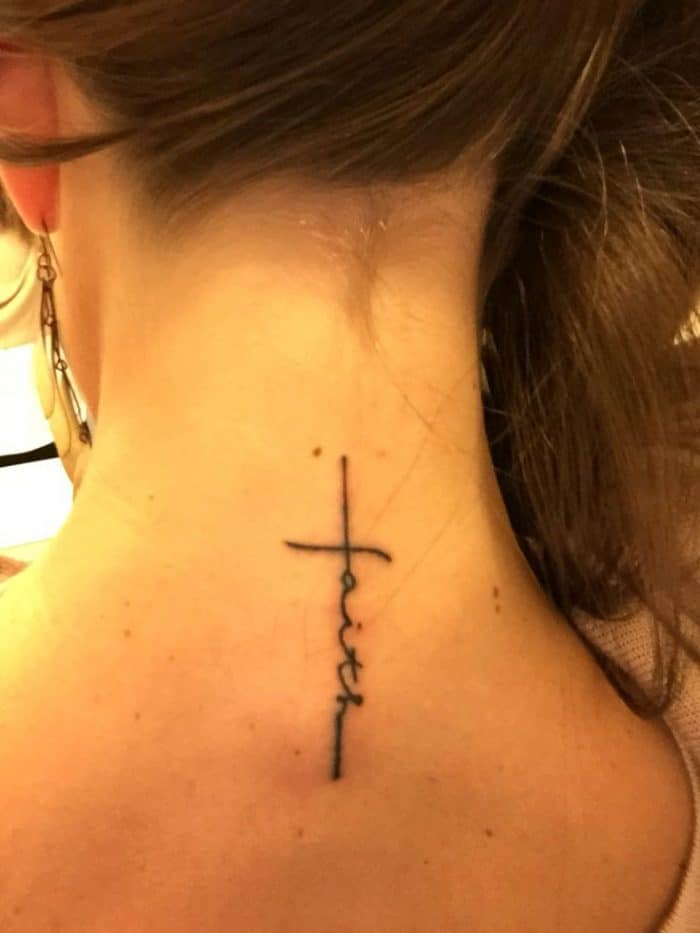 Amazing Faith Lettering Tattoos for Back Neck - SheIdeas