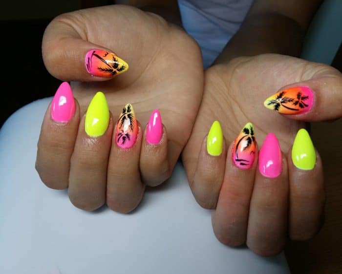 hot pink nail designs