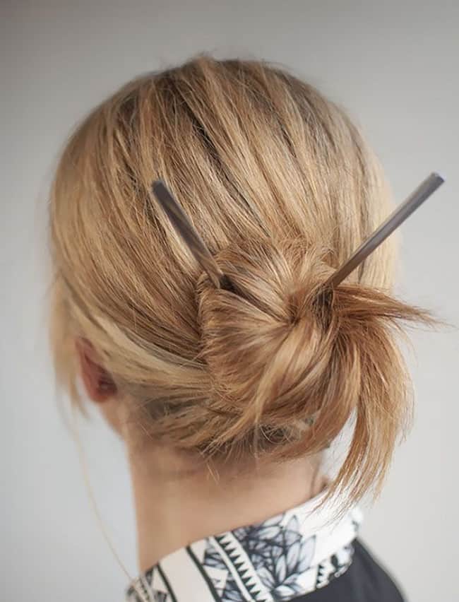 25 Easy Hair Stick Bun Ideas for Ladies SheIdeas