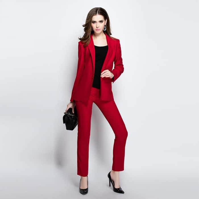 Red Color Evening Pant Suits for Ladies - SheIdeas