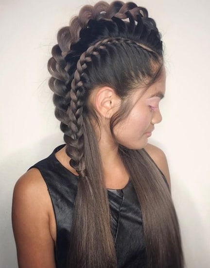 braided mohawk with weave hairstyles for girls