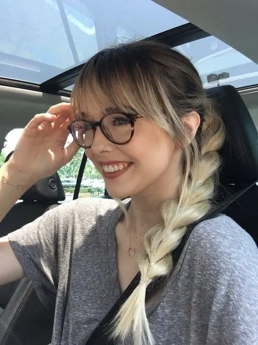 braids with bangs and glasses for women