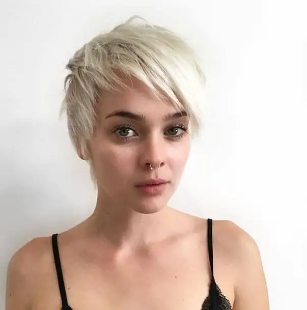 Blonde Pixie Cut with Asymmetric Bangs