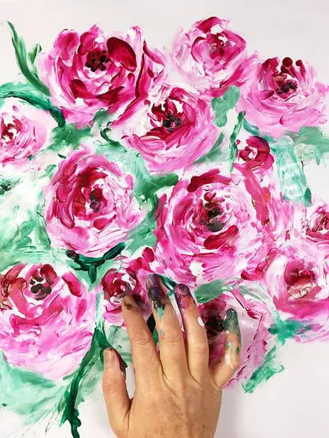 floral finger paint ideas