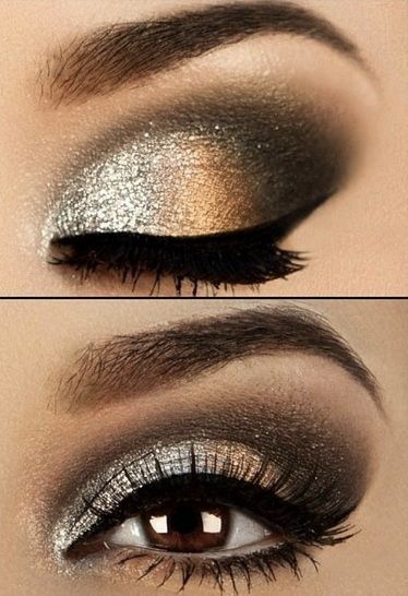 black and gold eye makeup for brown eyes
