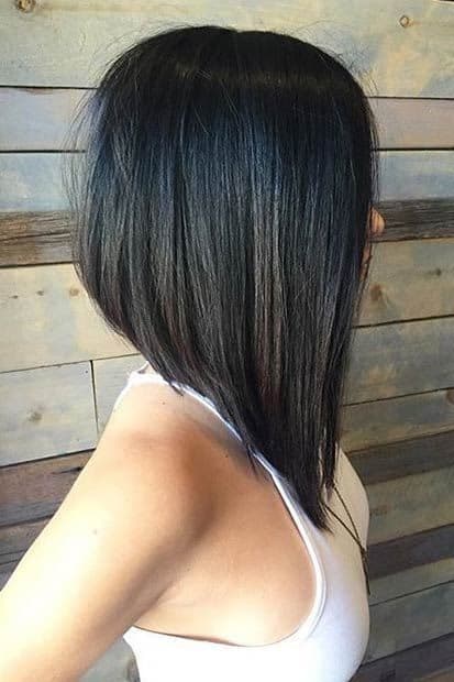 Black Angled Graduated Bob for Women