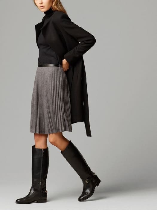 knee high boots outfit ideas with skirts