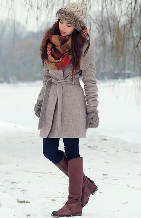 winter outfits with knee high boots