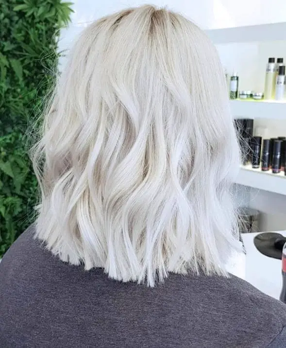 Women with Platinum Wavy Blunt Lob