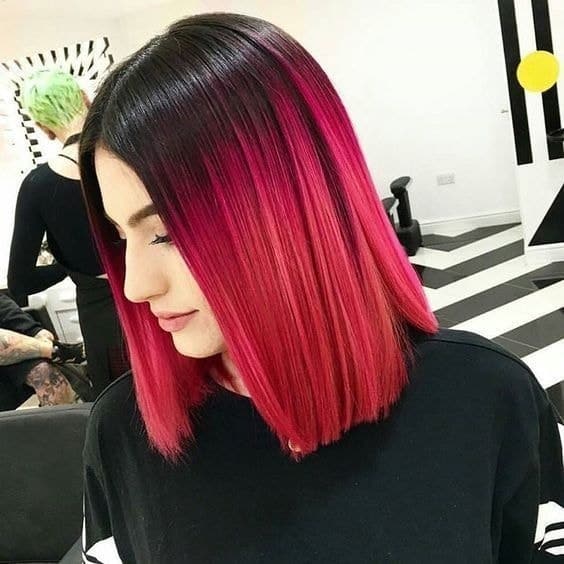 red and black ombre lob