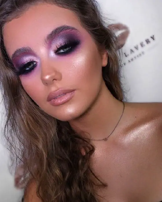 makeup with purple base for blue eyes