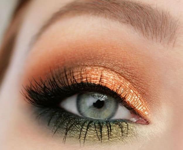 sunset makeup for green eyes with brown hair