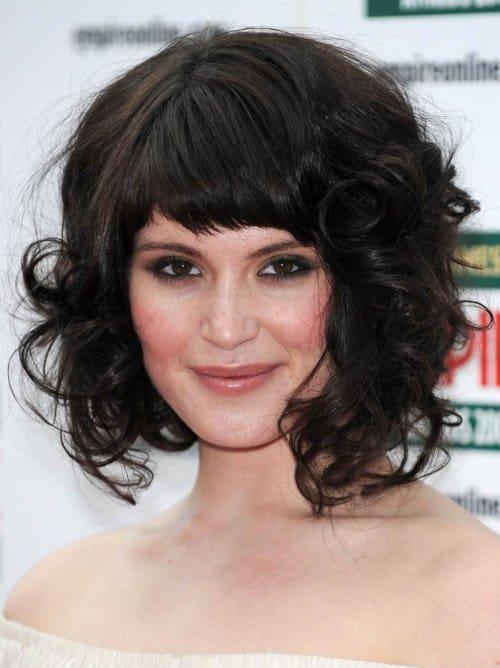 Curly Thick Layered Hair with Short Bangs