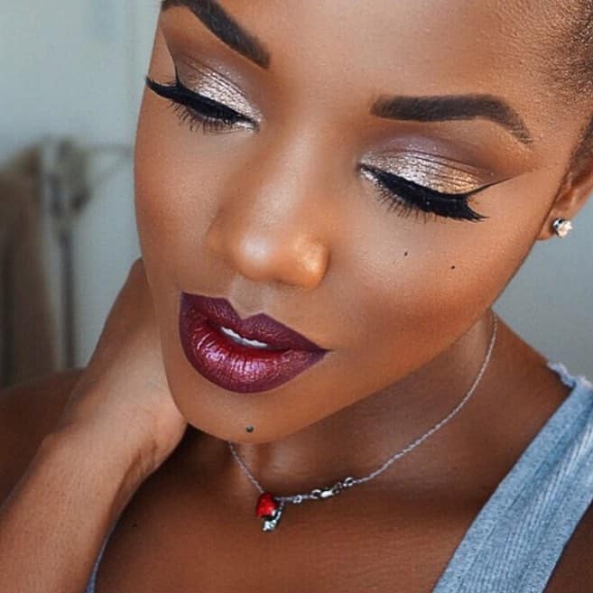 glitter eye makeup for dark skin women