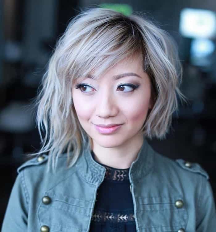 asymmetric ash blonde hair 