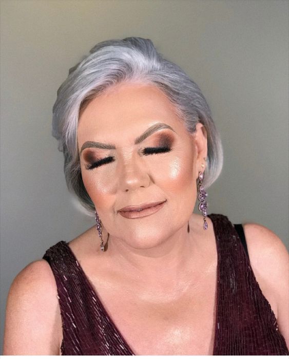 brown eye makeup for 70 year old women