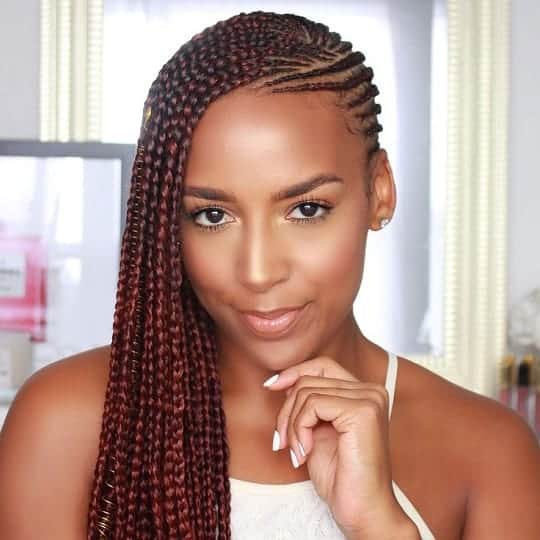 Braid hairstyle with weave