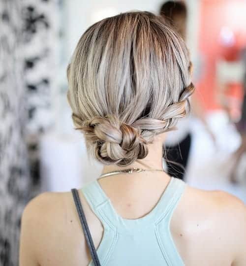 braided low bun hairstyle for waitress